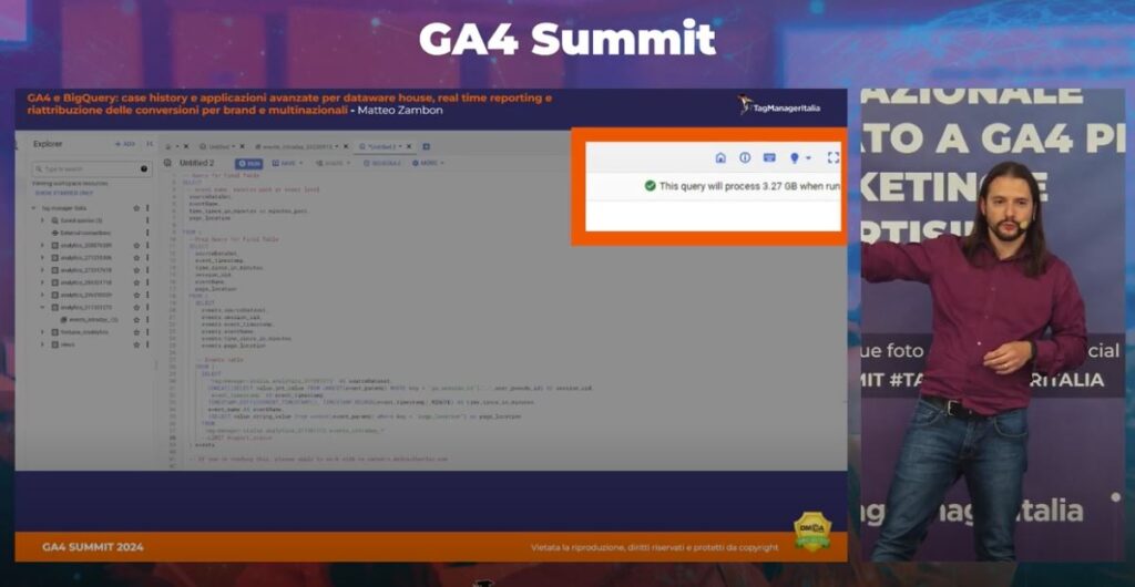 Speech GA4 e BigQuery case history e applicazioni avanzate per data warehouse, real-time reporting e riattribuzione delle conversioni per brand e multinazionali - Matteo Zambon